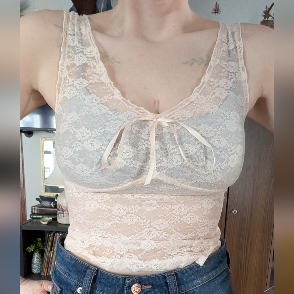 Brandy Lace Cream Tank Top